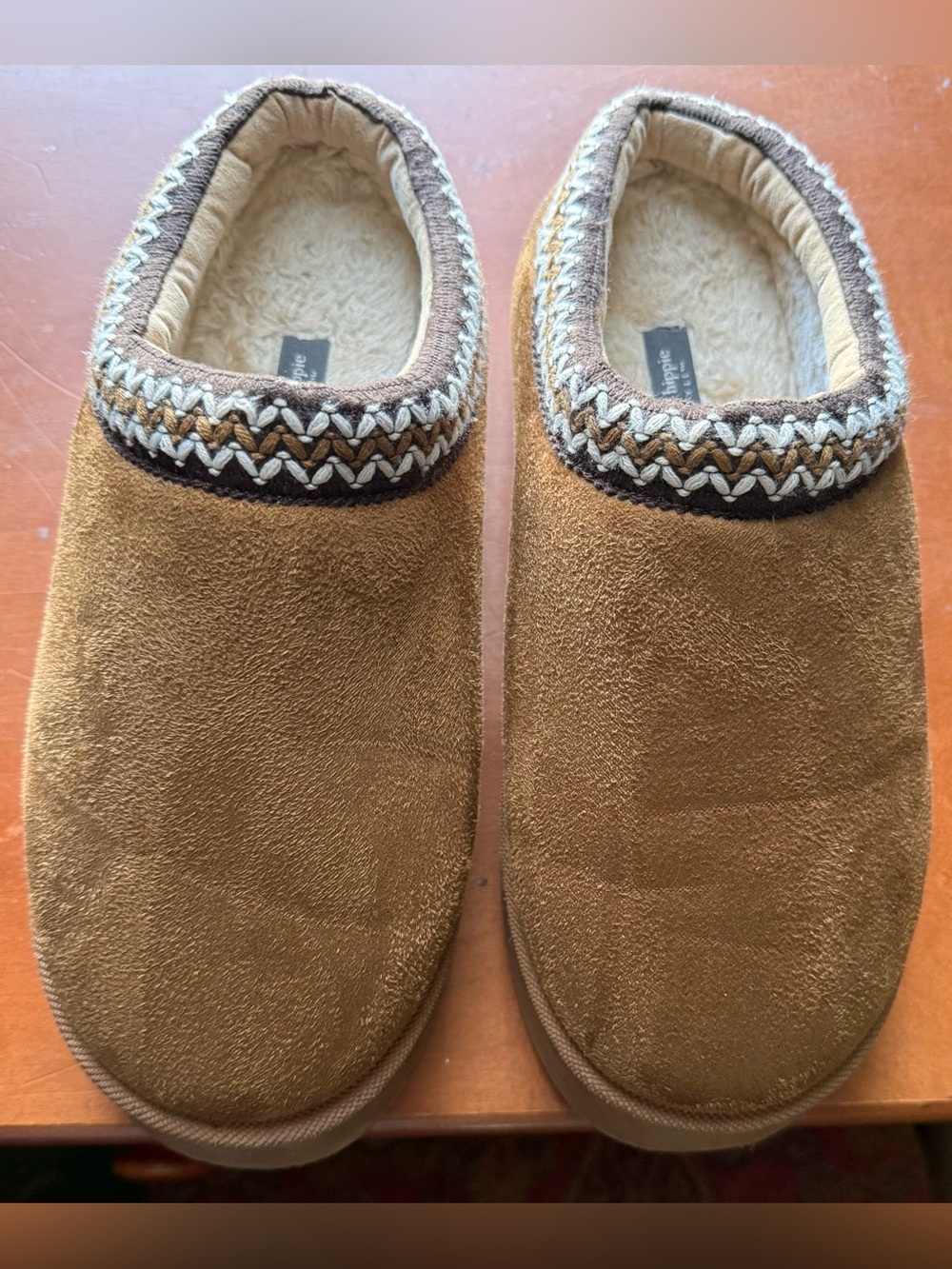 Haute Hippie women’s Tan Brown Suede-Look Slip-On platform Loafers